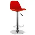 Sgabello - colour rosso - Structure in metal chrome, seduta in polypropylene, cuscino in ecopelle - Model 997-K3001-R-3