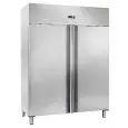UPRIGHT FREEZER - STAINLESS STEEL - Static cooling - Mod. AK1204TN - GASTRONORM 2/1 (cm 65 x 53) - Double door - CAPACITY L 1156 - Temperature 0° /+8° C - Dim. cm L 134 x D 81 x h 201 - CE approved