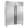 UPRIGHT FRIDGE - STAINLESS STEEL - VENTILATED COOLING - Mod. CM 1400 TN - GASTRONORM 2/1 (cm 65 x 53) - Double door - LOCK INCLUDED - CAPACITY L 1400 - TEMPERATURE -2° /+8° C - Dim. cm L 148 x D 83 x h 201 - CE approved