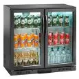 UNDERCOUNTER FRIDGE IN PAINTED STEEL AND ALUMINUM - FOR BEVERAGES - Mod. AK191BB - VENTILATED - CAPACITY of 175 liters - 2 GLASS DOORS - TEMPERATURE +2° / +8°C - Dimensions cm L 90 x D 50 x 84 H - CE Standard