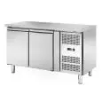 REFRIGERATED TABLE - STAINLESS STEEL - VENTILATO - Mod. AK2104TN - GASTRONORM 1/1 (cm 53 x 32,5) - N. 2 DOORS - LOCK - CAPACITA' Lt 282 - TEMPERATURE -2°/+8°C - Dim. cm. L 136 x D 70 x h 85 - CE marked