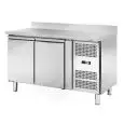 REFRIGERATED TABLE WITH UPSTAND - STAINLESS STEEL - VENTILATO - Mod. AK2204TN - GASTRONORM 1/1 (cm 53 x 32,5) - N. 2 DOORS - LOCK - CAPACITA' Lt 282 - TEMPERATURE -2°/+8°C - Dim. cm. L 136 x D 70 x h 95 - CE marked