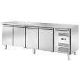 REFRIGERATED TABLE - STAINLESS STEEL - VENTILATED COOLING - Mod. AK4104TN - GASTRONORM 1/1 (cm 53 x 32,5) - N. 4 DOORS - LOCK - CAPACITY Lt 553 - TEMPERATURE -2°/+8°C - Dim. cm. L 223 x D 70 x h 85 - CE marked