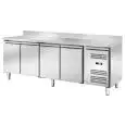 REFRIGERATED TABLE WITH UPSTAND - STAINLESS STEEL - VENTILATED COOLING - Mod. AK4204TN - GASTRONORM 1/1 (cm 53 x 32,5) - N. 4 DOORS - LOCK - CAPACITY Lt 553 - TEMPERATURE -2°/+8°C - Dim. cm. L 223 x D 70 x h 95 - CE marked