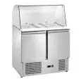 REFRIGERATED SALADETTE - STAINLESS STEEL - Mod. AK940G - STATIC COOLING - GASTRONORM 1/1(cm 53x32,5) - N. 2 REFRIGERATED DOORS - DIGITAL THERMOSTAT - TEMPERATURE +2º/+8ºC - Dimensions cm L90 x D70,5 x h129,5 - CE marked