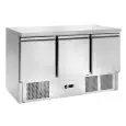 REFRIGERATED SALADETTE AND COUNTER - Mod. AK943T - STATIC COOLING - GASTRONORM 1/1 (cm 53x32,5) - STAINLESS STEEL WORKTOP - N. 3 REFRIGERATED DOORS - Temperature +2°/+8°C - Dim. cm L 136,5 x D 70 x h 85 - CE marked