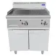 GAS GRIDDLE WITH 1/2 SMOOTH 1/2 GROOVED STAINLESS STEEL PLATE - Mod. CV7I8IHF - AMBIENT CUPBOARD WITH HINGED DOORS - Power kW 14 - Dimensions cm L 80 x D 70 X H 108,5 - CE approved