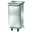 RECTANGULAR STAINLESS STEEL DUSTBIN - MOD. AV4654 - With lid - N. 2 castors - Pedal - Front pull-out - Capacity Lt. 70 - Dimensions cm L49xD50xH79
