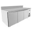 REFRIGERATED TABLE WITH UPSTAND - STAINLESS STEEL - VENTILATED COOLING - Mod.B-EPF3485-SB-GR - PASTRY-SPECIFIC - TRAYS 60 x 40 cm - 3 DOORS - CAPACITY 420 L - TEMPERATURE -2°/+8°C - Dim. L 201 x D 80 x h 94 cm - CE APPROVED