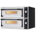 ELECTRIC PIZZA OVEN - MECHANICAL CONTROL - Mod. BASIC 44 - Twin deck oven - Firebrick oven base - Chamber dimensions cm 66x66x14h - N. Pizzas 4 + 4 (Ø cm 32) - Power 9,4 Kw - CE approved