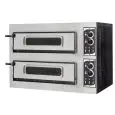 ELECTRIC PIZZA OVEN - MECHANICAL CONTROL - Mod. BASIC 2/50/V+L4T - Twin deck oven with glass window - firebrick oven base - Interior lighting - 4 thermostats - Chamber dimensions cm L 62 x D 50 x 12h - N. Pizzas 1 + 1 (Ø cm 45) - Power 8 Kw - CE APPROVED
