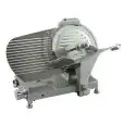 GRAVITY SLICER - Mod. BKL 250 LUX - Stainless steel blade ø 250 mm - Useful cut L 190 x D 130 mm - Fixed blade sharpener - Carriage lock - Aluminium controls - Single phase 230V/1/50Hz - CE approved