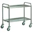 HEAVY-DUTY STAINLESS STEEL TWO-TIER SERVICE TROLLEY - Mod CA1392P - Square tubular structure in stainless steel 25x25 mm - Shelves in stainless steel folded with reinforcement omega - Dimensions: L 92 x D 67 x H 98 cm