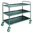 THREE-TIER SERVICE TROLLEY - Mod CA1416 - Round tubular structure Ø 25 mm in stainless steel - Trays molded in tray shape with rounded and soundproofed edges with satin finish - Dimensions: L 110 x D 70 x H 104 cm