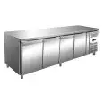REFRIGERATED TABLE - AISI 304 STAINLESS STEEL - VENTILATED COOLING - Mod. ECZ4100BT - GASTRONORM 1/1 (cm 53 x 32,5) - N. 4 DOORS - CAPACITY Lt 616 - TEMPERATURE -10°/-20°C - Dim. cm. L 223 x D 70 x h 86 - CE approved