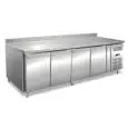 REFRIGERATED TABLE WITH UPSTAND - AISI 304 STAINLESS STEEL - VENTILATED COOLING - Mod. ECZ4200BT - GASTRONORM 1/1 (cm 53 x 32,5) - N. 4 DOORS - CAPACITY Lt 616 - TEMPERATURE -10°/-20°C - Dim. cm. L 223 x D 70 x h 96 - CE approved