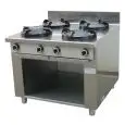 GAS WOK COOKER, 4 BURNERS  - MOD. EE042 - Entirely made to measure - Open cupboard - Smooth cooktop - Gas power choices kW 9,5/14/21 - Dimensions: cm L 100 x D 100 x H 85 - CE approved