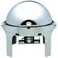 Chafing dish - Mod CD6504 - Polished stainless steel structure - 180° Roll top lid - Alcohol burners - Dimensions L 50 x D 52 x 45 h