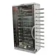 MULTIGRILL - MOD. CEV6 - Stainless steel supporting structure - N. 3 independent armoured heating elements with energy regulator - N. 6 + 5 stainless steel swords - Voltage 400V/3N THREE-PHASE - Power 5,4 KW - Dimensions: cm W 58,7 X D 31,5 X 109 h - CE s