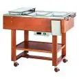 HOT TROLLEY - MOD. CL2770 - Birch plywood construction - Stainless steel well with drain - Capacity n° 3 x GN1/1 H15 cm - Supply 230V/50Hz - Dimensions cm L123xD65xH95