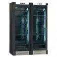WINE DISPLAY COOLER - Mod ENY 820 N BLACK - STATIC - TEMPERATURE °C +4/+18 - N. 2 GLASS DOORS - BLACK ASH WOOD STRUCTURE - GROSS CAPACITY Lt. 764 - NET CAPACITY Lt. 604 - POWER W 244 - POWER SUPPLY 220/50Hz SINGLE-PHASE - DIMENSIONS cm L 131,5 x D 67,5 x