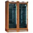 WINE DISPLAY COOLER - Mod ENY 820 N NM - STATIC - TEMPERATURE °C +4/+18 - 2 GLASS DOORS - MEDIUM WALNUT WOOD STRUCTURE - GROSS CAPACITY of 764 liters - NET CAPACITY of 604 liters - POWER of 244 W - 220/50Hz SINGLE-PHASE POWER SUPPLY - DIMENSIONS cm L 131,