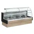 STATIC REFRIGERATED FOOD COUNTER FOR PASTRY - MOD. COLORADO VR - DISPLAY TOP WITH SLIDING CHEST OF DRAWERS - CURVED FRONT GLASS THAT CAN BE OPENED WITH A COMPASS - TEMPERATURE +4/+6 °C - DISPLAY TOP: 82 cm