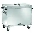 THERMAL BAIN-MARIE TROLLEY - MOD. TD 2 - Stainless steel structure - Double-wall tank with tap - Adjustable thermostat +30°/+90°C - Power supply 230V/1/50-60Hz