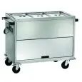 THERMAL BAIN-MARIE TROLLEY - MOD. TD 3 - Stainless steel structure - Double-wall tank with tap - Adjustable thermostat +30°/+90°C - Power supply 230V/1/50-60Hz