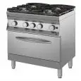 GAS COOKER - Mod 9DGMH4GH12 - N 4 burners - GN 2/1 gas static oven - Pilot light - Dimensions cm L 80 x D 90 x H 85/90