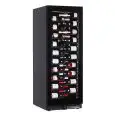 WINE DISPLAY COOLER - Mod EY160I1VD NL - VENTILATED - TEMPERATURE °C +2/+20 - 1 GLASS DOOR - BLACK LACQUERED SHEET METAL STRUCTURE - GROSS CAPACITY Lt. 386 - POWER 130 W - POWER SUPPLY 220/50Hz SINGLE-PHASE - DIMENSIONS cm L 59,5 x D 69 x H 160