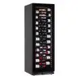 WINE DISPLAY COOLER - Mod. EY180I1VD NL - VENTILATED - TEMPERATURE °C +2/+20 - N. 1 GLASS DOOR - STRUCTURE IN BLACK PAINTED SHEET METAL - GROSS CAPACITY Lt. 438 - POWER W 130 - POWER SUPPLY 220/50Hz SINGLE PHASE - DIMENSIONS cm L 59,5 x D 69 x H 180