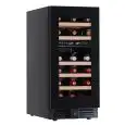 WINE DISPLAY COOLER - Mod EY37I2VD NL - Ventilated - Temperature +2°/+12°C / +12°/+20°C - 1 glass door - Structure in black painted sheet metal - Gross capacity 86 lt - Power 80 W - Power supply 220/50Hz single-phase - Dimensions cm L 38 x D 57,3 x H 82