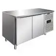 REFRIGERATED TABLE - AISI 304 STAINLESS STEEL - VENTILATED COOLING - Mod CXF2100BT - GASTRONORM 1/1 (cm 53 x 32,5) - N 2 DOORS - CAPACITY Lt 313,5 - TEMPERATURE -18°/-22°C - Dim cm. L 136 x D 70 x h 86
