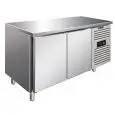 REFRIGERATED TABLE - AISI 304 STAINLESS STEEL - VENTILATED COOLING - Mod CXF2100TN - GASTRONORM 1/1 (cm 53 x 32,5) - N 2 DOORS - CAPACITY Lt 313,5 - TEMPERATURE -2°/+8°C - Dim cm L 136 x D 70 x h 86