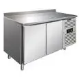 REFRIGERATED TABLE WITH UPSTAND - AISI 304 STAINLESS STEEL - VENTILATED COOLING - Mod CXF2200BT - GASTRONORM 1/1 (cm 53 x 32,5) - N. 2 DOORS - CAPACITY Lt 313,5 - TEMPERATURE -18°/-22°C - Dim. cm. L 136 x D 70 x h 96