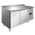 REFRIGERATED TABLE WITH UPSTAND - AISI 304 STAINLESS STEEL - VENTILATED COOLING - Mod CXF2200TN - GASTRONORM 1/1 (cm 53 x 32,5) - N. 2 DOORS - CAPACITY Lt 313,5 - TEMPERATURE -2°/+8°C - Dim. cm. L 136 x D 70 x h 96