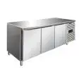 REFRIGERATED TABLE - AISI 304 STAINLESS STEEL - VENTILATED COOLING - Mod CXF3100BT - GASTRONORM 1/1 (cm 53 x 32,5) - N 3 DOORS - CAPACITY Lt 358 - TEMPERATURE -18°/-22°C - Dim cm L 179,5 x D 70 x h 86