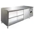 REFRIGERATED TABLE - AISI 304 STAINLESS STEEL - VENTILATED - Mod CXF3140TN - GASTRONORM 1/1 (53 x 32,5 cm) - 1 REFRIGERATED DOOR - 4 REFRIGERATED DRAWERS - CAPACITY 358 lt - TEMPERATURE -2°/+8°C - Dimensions cm L 179,5 x D 70 x H 86