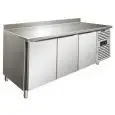 REFRIGERATED TABLE WITH UPSTAND - AISI 304 STAINLESS STEEL - VENTILATED COOLING - Mod CXF3200BT - GASTRONORM 1/1 (cm 53 x 32,5) - N 3 DOORS - CAPACITY Lt 358 - TEMPERATURE -18°/-22°C - Dim cm L 179,5 x D 70 x h 96