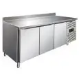 REFRIGERATED TABLE WITH UPSTAND - AISI 304 STAINLESS STEEL - VENTILATED COOLING - Mod CXF3200TN - GASTRONORM 1/1 (cm 53 x 32,5) - N 3 DOORS - CAPACITY Lt 358 - TEMPERATURE -2°/+8°C - Dim cm L 179,5 x D 70 x h 96
