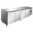 REFRIGERATED TABLE - AISI 304 STAINLESS STEEL - VENTILATED COOLING - Mod CXF4100BT - GASTRONORM 1/1 (cm 53 x 32,5) - N 4 DOORS - CAPACITY Lt 476 - TEMPERATURE -18°/-22°C - Dim cm L 223 x D 70 x h 86