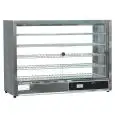 HOT COUNTERTOP DISPLAY - Mod. DH 805 - Stainless steel structure - Sliding glass door on one side - N. 5 shelves - Power kW 1,5 - Single phase - Dimensions cm L 86,5 x D 36 x 62,5h - EC standards
