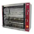 GAS PLANETARY ROTISSERIE - MOD. DOUBLEGRILL84/P - CAPACITY N. 84 CHICKENS - Dual planetary system - Double grill motors plus system - Front tempered glass - N. 6+6 cm 111,5 - V 24 gearmotors - Power: 100 W - Heating capacity: 26,5 Kw