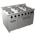 ELECTRIC COOKER, FREE-STANDING, 6 BURNERS - MOD. G7GWEV6FE - Electric oven, static cm L 54,5 x D 53 x 35 H - Cupboard with hinged door - Power kW 21,6 - Dimensions: cm L 120 x D 70 x H 85 - CE approved
