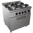 GAS COOKER, FREE-STANDING, 4-BURNERS - MOD. G7NURG4FO2M2G - With pilot light - Gas oven, static GN 2/1 cm L 68,5 x D 53 x 35 H - Total power kW 31,9 - Dimensions: cm L 80 x D 70 x H 85 - CE approved