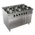 GAS COOKER, FREE-STANDING, 6-BURNERS - MOD. G7NURG6DC6M - Open cupboard - With pilot light - Power kW 27 - Dimensions: cm L 120 x D 70 x H 85 - CE approved