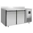 REFRIGERATED TABLE WITH UPSTAND - STAINLESS STEEL - VENTILATED COOLING - Mod. FQG4533GRA - Gastronorm 1/1 (cm 53 x 32,5) - N. 2 DOORS - CAPACITY L 280 - TEMPERATURE 0°/+8°C - Dim. cm. L 136 x D 70 x h 95 - CE approved