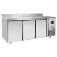 REFRIGERATED TABLE WITH UPSTAND - STAINLESS STEEL - SNACK MODEL - VENTILATED COOLING - Mod.EPF3431GR-SB-304T - N. 3 DOORS - CAPACITY Lt 360 - TEMPERATURE -2°/+8°C - Dim. cm. L 179,5 x D 60 x h 95 - CE APPROVED