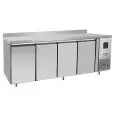 REFRIGERATED TABLE WITH UPSTAND - STAINLESS STEEL - SNACK MODEL - VENTILATED COOLING - Mod.EPF3441GR-SB-304T - N. 4 DOORS - CAPACITY Lt 480 - TEMPERATURE -2°/+8°C - Dim. cm. L 223 x D 60 x h 95 - CE APPROVED